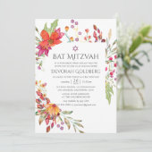 Aquarelle Wilde Blume Bat Mitzvah Einladung (Stehend Vorderseite)