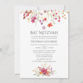 Aquarelle Wilde Blume Bat Mitzvah Einladung (Vorderseite)