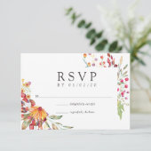 Aquarelle Wilde Blume Hochzeit RSVP Karte (Stehend Vorderseite)