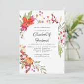 Aquarelle Wilde Blume Probe Abendessen Einladung (Stehend Vorderseite)