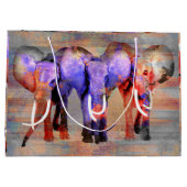 Aquarelleffekt Elefant-Digital-Kunst Große Geschenktüte (Rückseite)