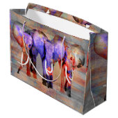 Aquarelleffekt Elefant-Digital-Kunst Große Geschenktüte (Rückseite Schrägansicht)