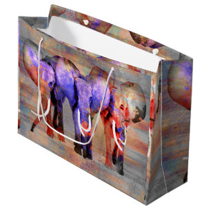 Aquarelleffekt Elefant-Digital-Kunst Große Geschenktüte