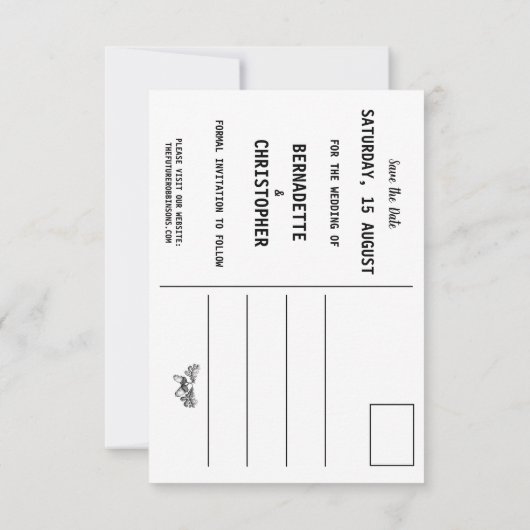 Aquarelleiche Retro Rustikale Waldhochzeit Save The Date (Rückseite)