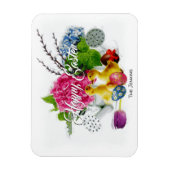 Aquarelleier, Ducklings und Frühlingsblumen Magnet (Vertikal)