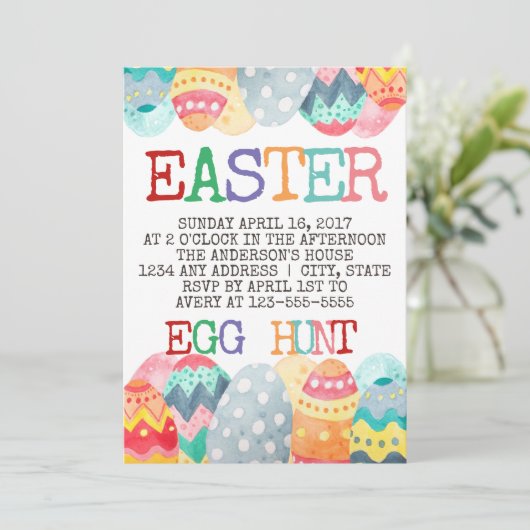 Aquarelleier - Einladung (Stehend Vorderseite)