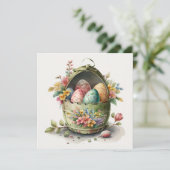 Aquarelleier Ostereier Blumenkarte Feiertagskarte (Stehend Vorderseite)