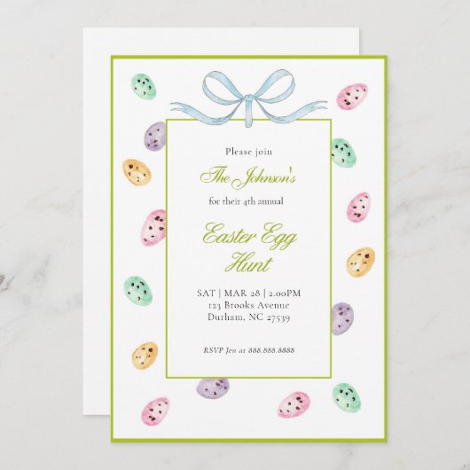 Aquarelleier Ostereier Osterbrunch Ankündigung (Vorne/Hinten)