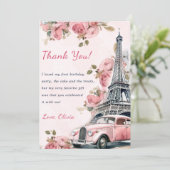 Aquarelleiffelturm Geburtstag Danke Karte (Stehend Vorderseite)