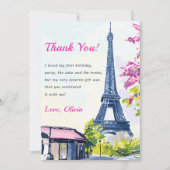 Aquarelleiffelturm Geburtstag Danke Karte (Vorderseite)