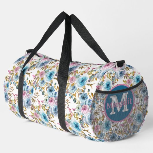 Aquarelleis Blau Rosa Rose Große Duffle Bag (Rechte Ecke)
