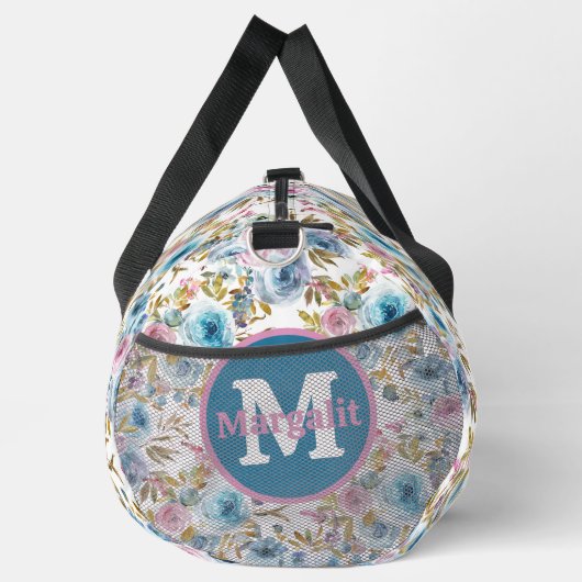 Aquarelleis Blau Rosa Rose Große Duffle Bag (Rechts)