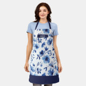 Aquarelleis Blauer Blume Schürze (Getragen)
