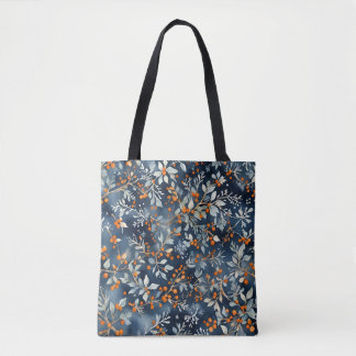 Aquarelleis Blauer Winter Blumenmuster Tasche