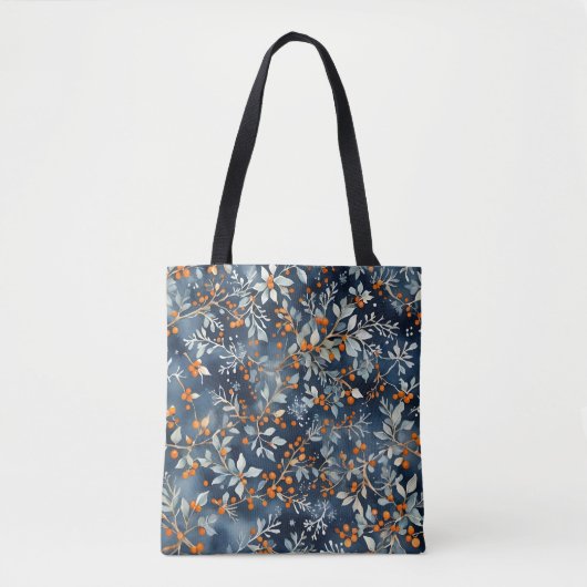 Aquarelleis Blauer Winter Blumenmuster Tasche (Vorderseite)