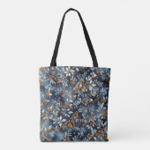 Aquarelleis Blauer Winter Blumenmuster Tasche (Rückseite)