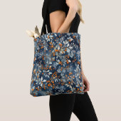 Aquarelleis Blauer Winter Blumenmuster Tasche (Von Nahem)