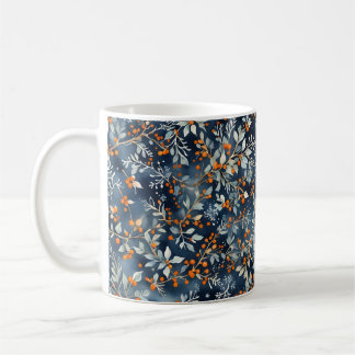 Aquarelleis Blauer Winter Blumenmuster Tasse