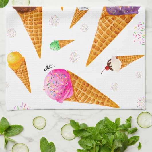 Aquarelleis Creme Cons Geschirrtuch (Gefaltet)