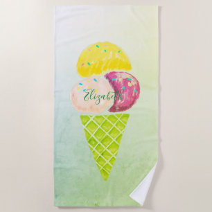 Aquarelleis Creme Cool Green Ombre Strandtuch