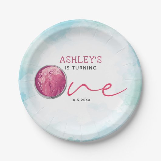 Aquarelleis Creme Pappteller (Vorderseite)