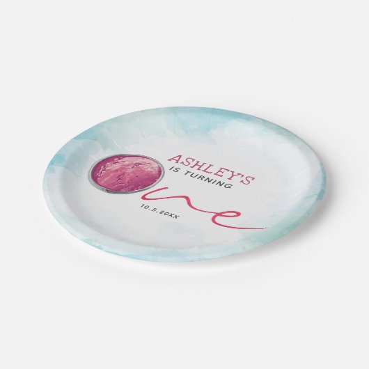 Aquarelleis Creme Pappteller (Schrägansicht)