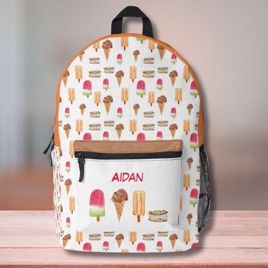 Aquarelleis Creme & Popsicles Personalisiert Bedruckter Rucksack