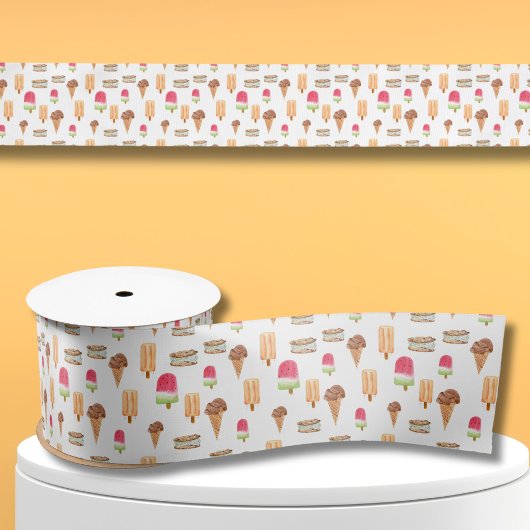 Aquarelleis Creme & Popsicles Popcorn Satinband