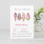 Aquarelleis Cremes Dots Baby Dusche Einladung (Stehend Vorderseite)