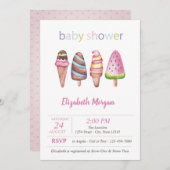 Aquarelleis Cremes Dots Baby Dusche Einladung (Vorne/Hinten)