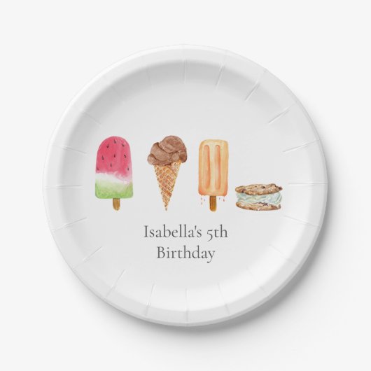 Aquarelleis Geburtstagsparty Pappteller (Vorderseite)