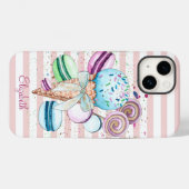 Aquarelleis, Macaroons, rosa Streifen Case-Mate iPhone Hülle (Rückseite (Horizontal))