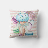 Aquarelleis, Macaroons, rosa Streifen Kissen (Rückseite)