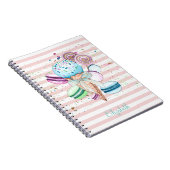 Aquarelleis, Macaroons, rosa Streifen Notizblock (Rechte Seite)