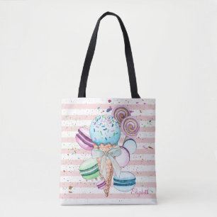 Aquarelleis, Macaroons, rosa Streifen Tasche