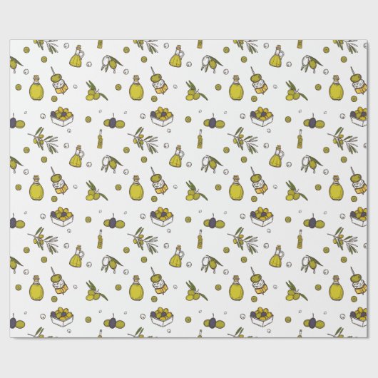 Aquarelleis, Olivenzweig und Ölflasche Geschenkpapier (Flach)