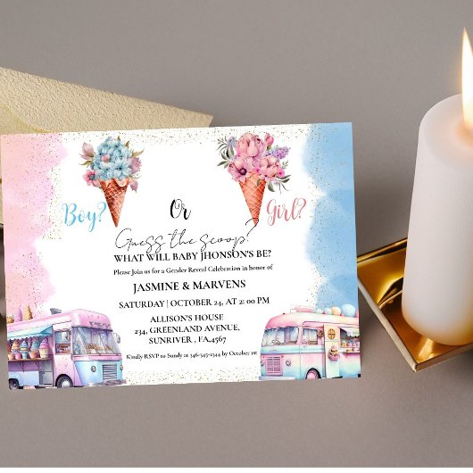 Aquarelleis Raten Sie das Geschlecht offen Einladung