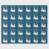 Aquarelleis-Skaten-Waldtiere auf blauem Grund Geschenkpapier (Flach)