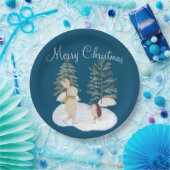 Aquarelleis-Skaten-Waldtiere auf blauem Grund Pappteller (Party)