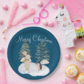 Aquarelleis-Skaten-Waldtiere auf blauem Grund Pappteller (Party)