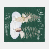 Aquarelleis Skaten-Waldtiere auf grünen Flächen Fleecedecke (Vorderseite (Horizontal))