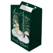 Aquarelleis Skaten-Waldtiere auf grünen Flächen Mittlere Geschenktüte (Rückseite Schrägansicht)