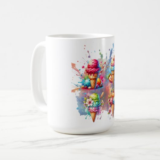 Aquarelleis Taufe Print - farbenfrohe Sommernächte Kaffeetasse (Vorderseite Links)