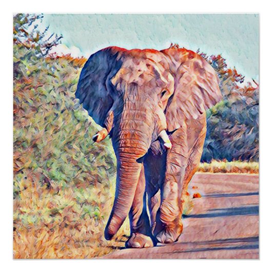 Aquarellelefant Poster (Vorderseite)