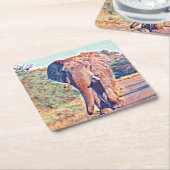 Aquarellelefant Rechteckiger Pappuntersetzer (angewinkelt)