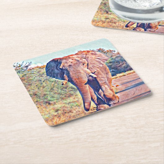 Aquarellelefant Rechteckiger Pappuntersetzer (angewinkelt)