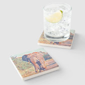 Aquarellelefant Steinuntersetzer (Seitenansicht)