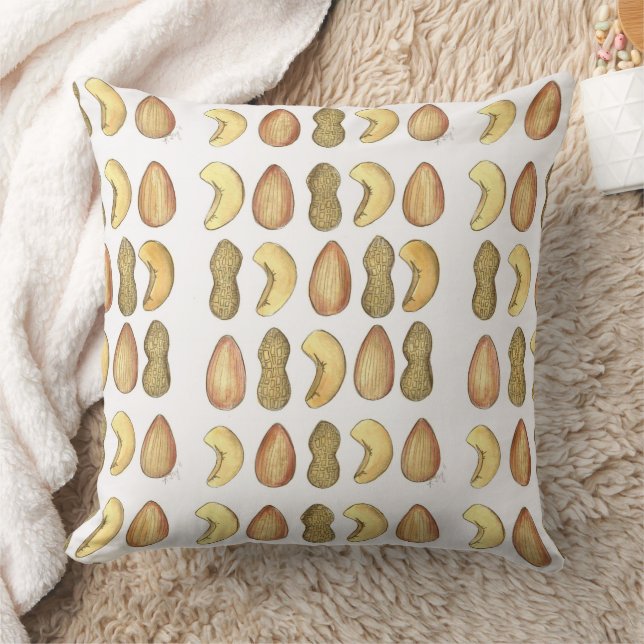 Aquarellen Nüsse Erdnuss Cashew Almond Nut Print Kissen (Decke)