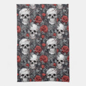 Aquarellen und Rose Rot Grau Geschirrtuch (Vertikal)