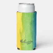 Aquarellenbogen Farbiger Personalisierter Keepake Selters Dosenkühler (Seltzer Vorderseite)